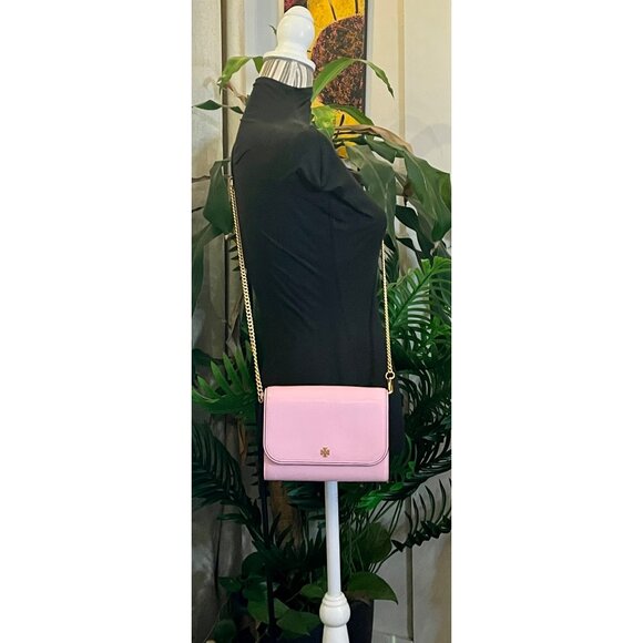 TORY BURCH PINK PATENT LEATHER EMERSON SHOULDER BAG - Picture 9 of 10